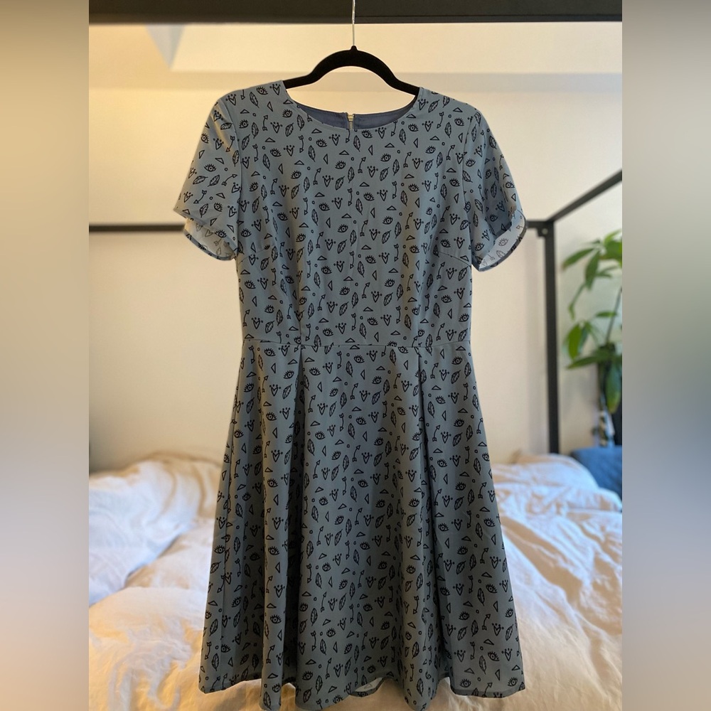 Anthropologie blue fit & flare dress, Size 4